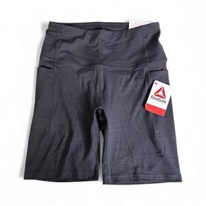 Reebok Women's Reflex High Rise Bike Fitted Black Short XS Athletic Pockets